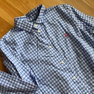 Polo blue and white check button up size M